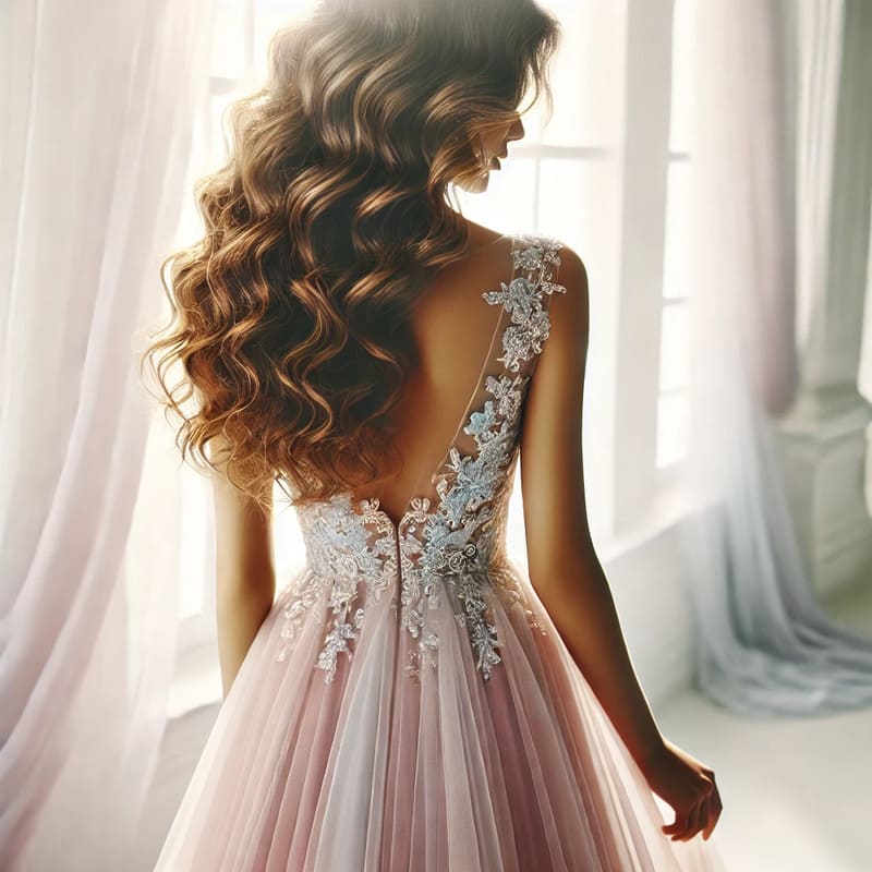 Абитуриентска с феерична разкроена рокля