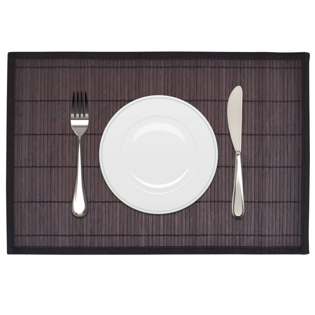 242110 6 Bamboo Placemats 30 x 45 cm Dark Brown