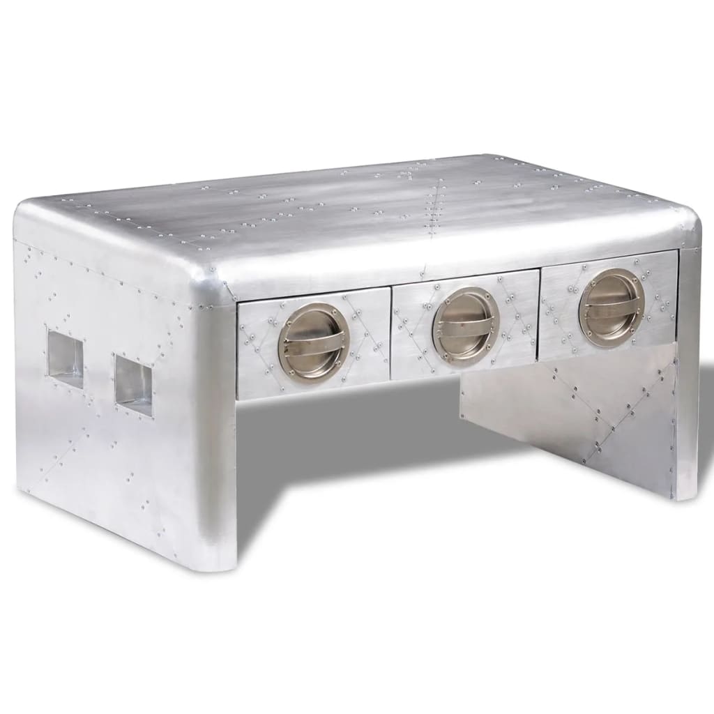 Авиаторна маса за кафе с 3 чекмеджета, стил ретро самолет