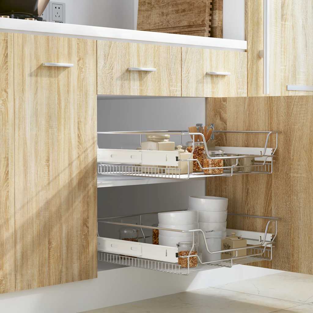 Плъзгащи се телени кошници, 2 бр, сребристи, 600 мм