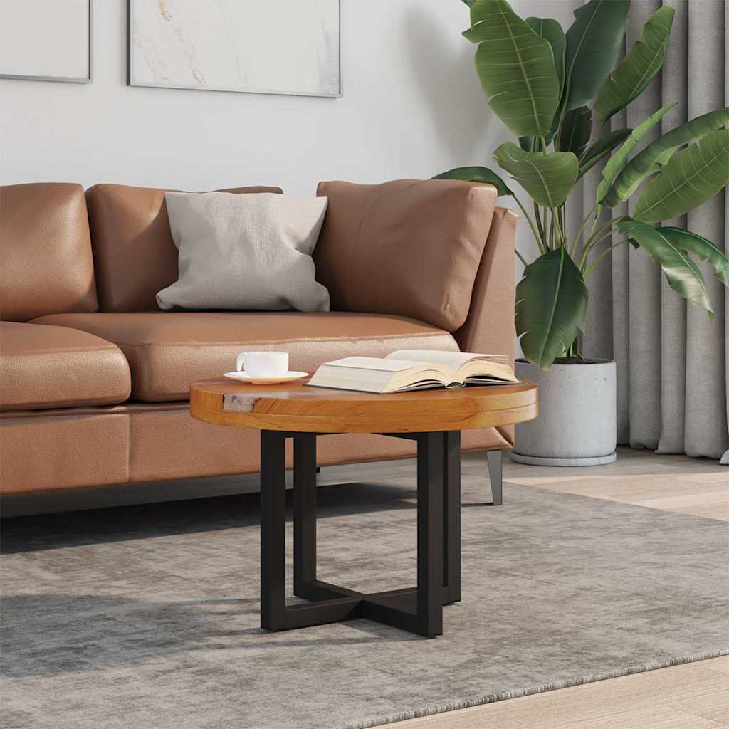 Маса за кафе, солидно тиково дърво и смола, 60 см