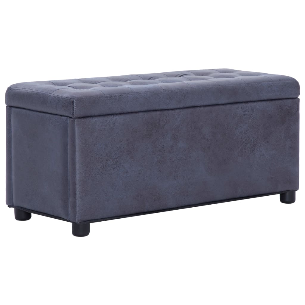 281376 Storage Ottoman 87,5 cm Grey Faux Suede Leather
