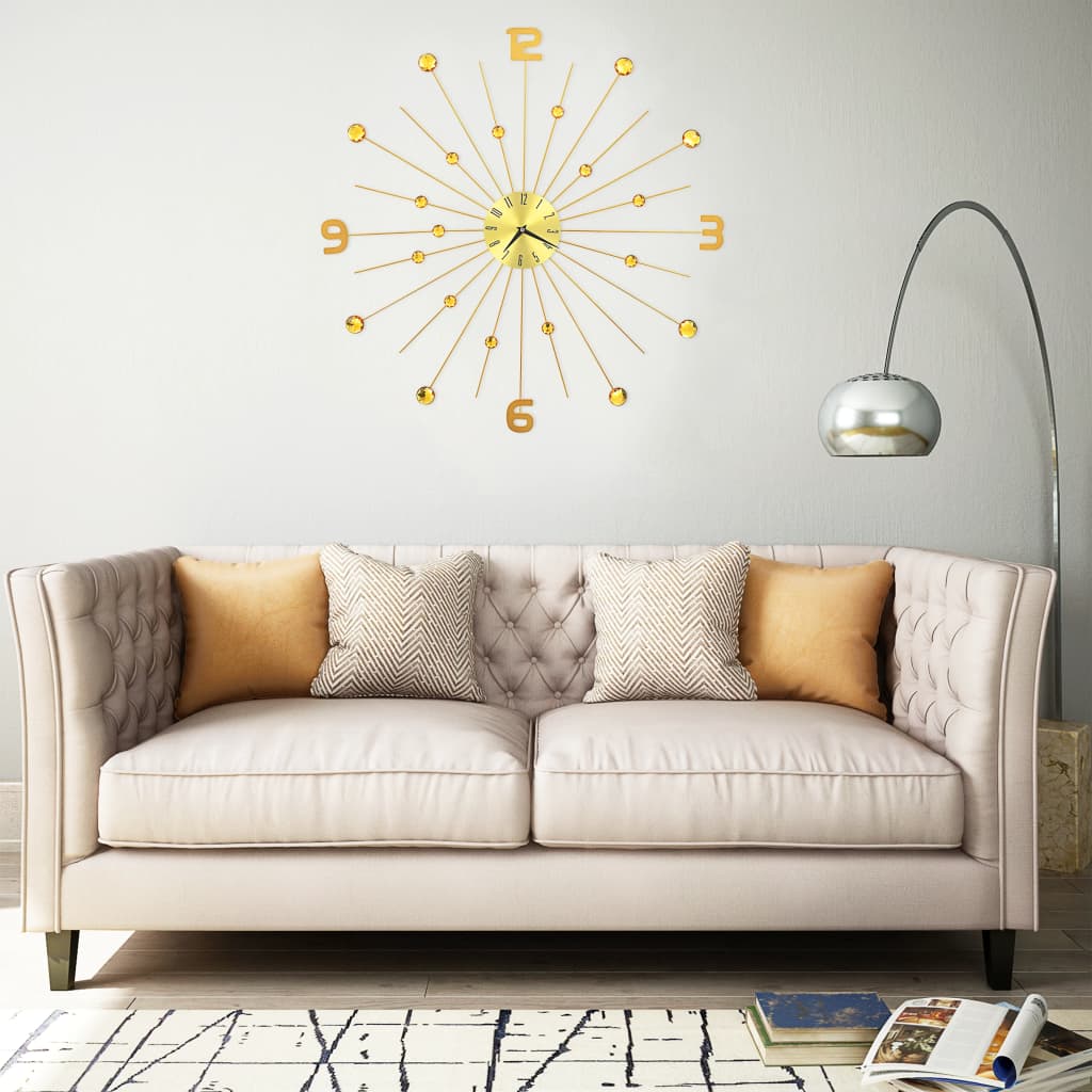 Стенен часовник, метал, 70 см, златист