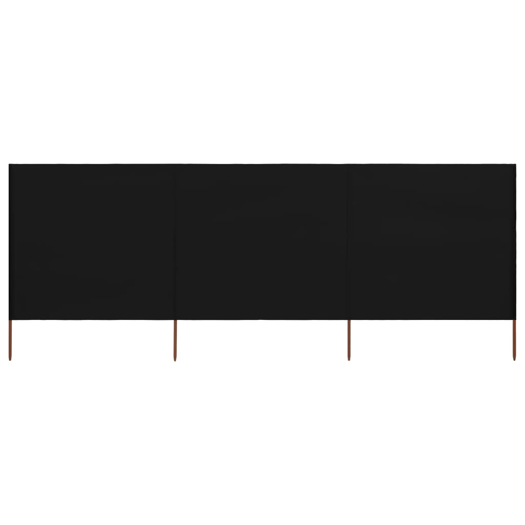 Параван против вятър от 3 панела, текстил, 400x160 см, черен