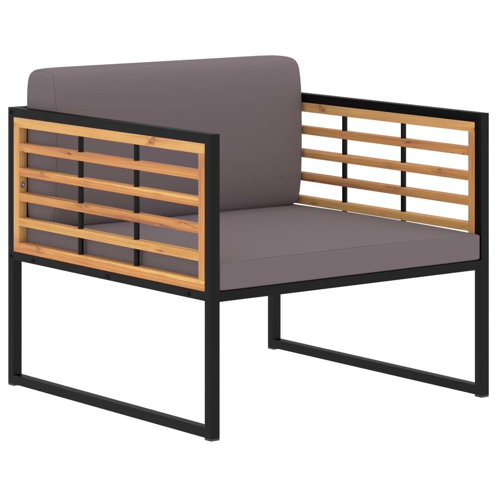 Градински столове с възглавници, 2 бр, акация масив, тъмносиви