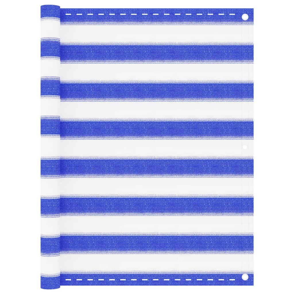 Балконски параван, синьо и бяло, 90x400 см, HDPE