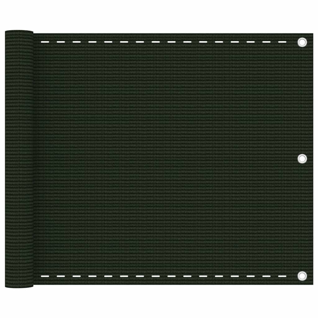 Балконски параван, тъмнозелен, 75x500 см, HDPE