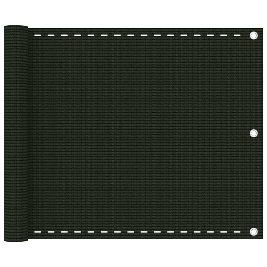 Балконски параван, тъмнозелен, 75x600 см, HDPE