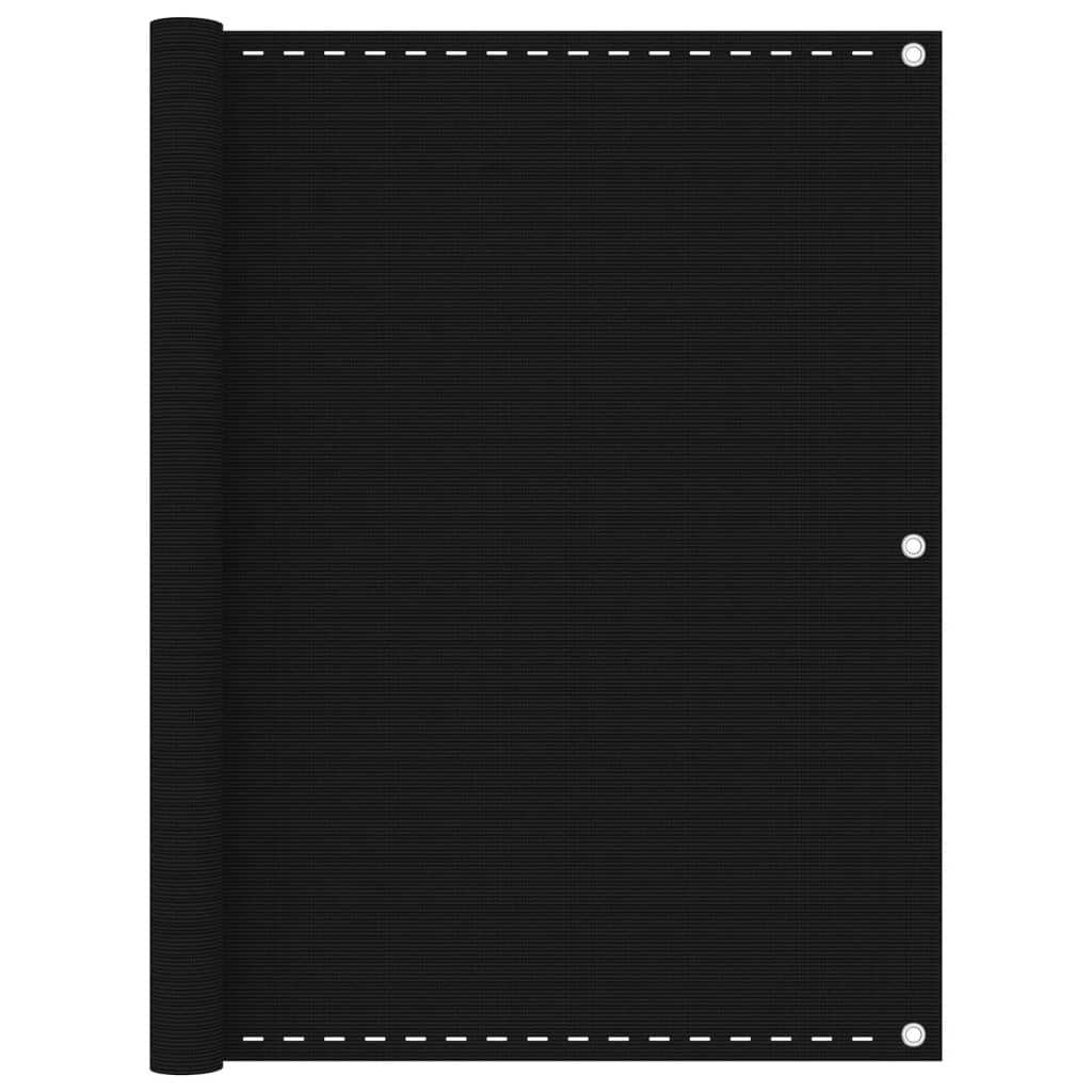 Балконски параван, черен, 120x300 см, HDPE