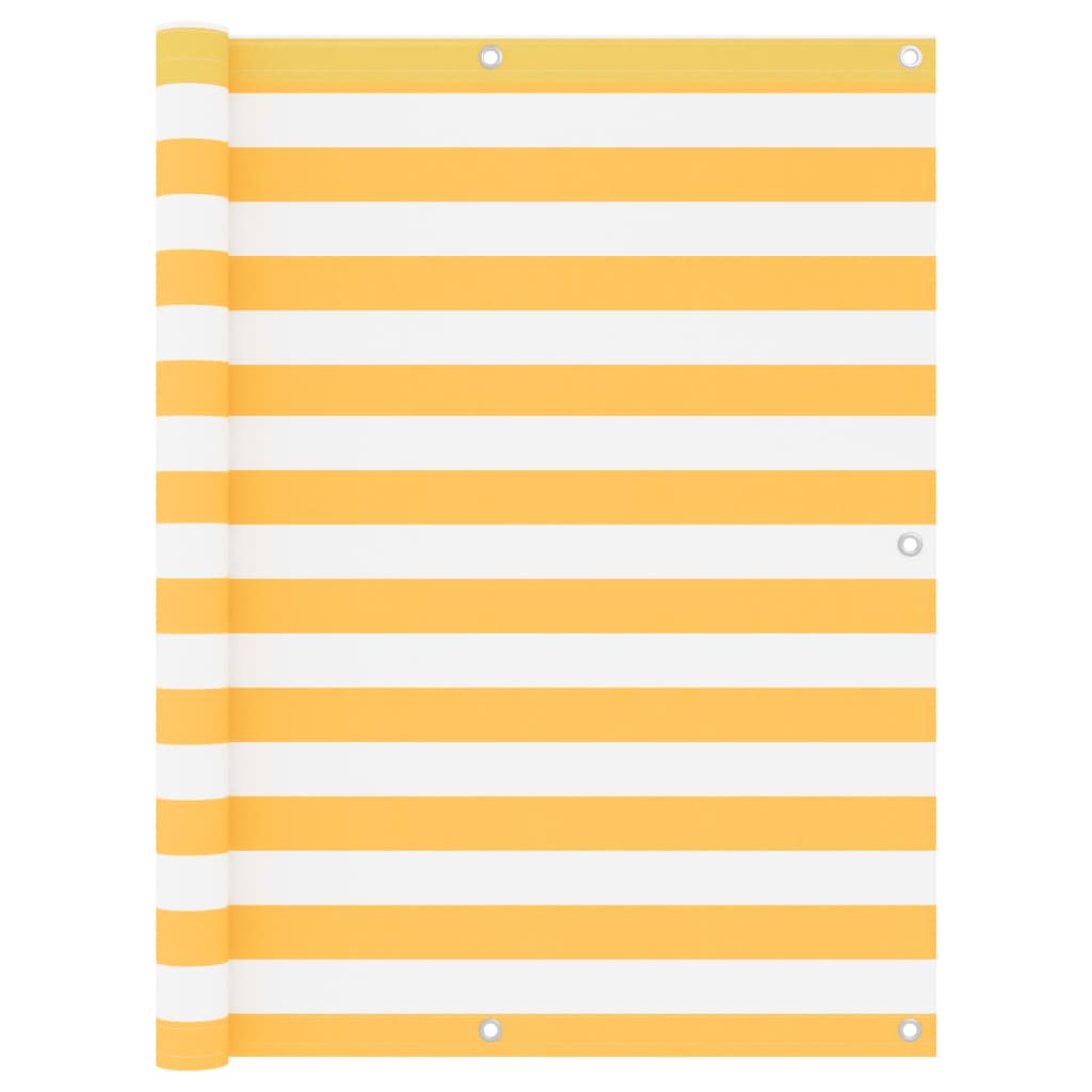 Балконски параван, бяло и жълто, 120x300 см, оксфорд плат