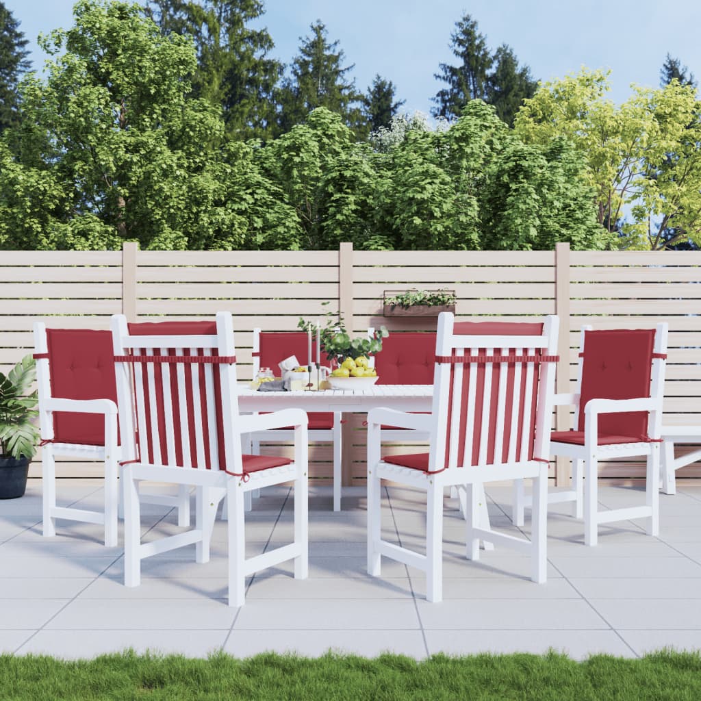 Възглавници за стол 6 бр виненочервени 100x50x3 см Оксфорд плат