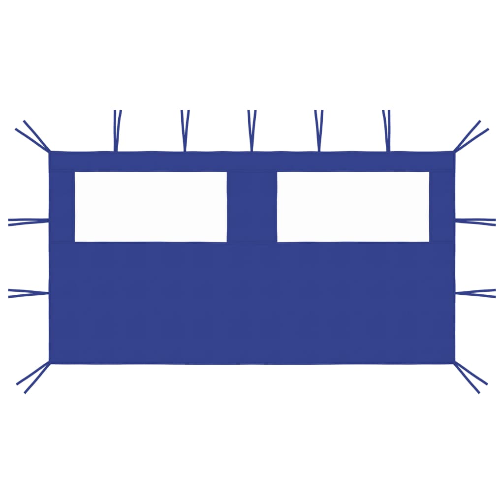 Странична стена за шатра с прозорци, 4x2 м, синя