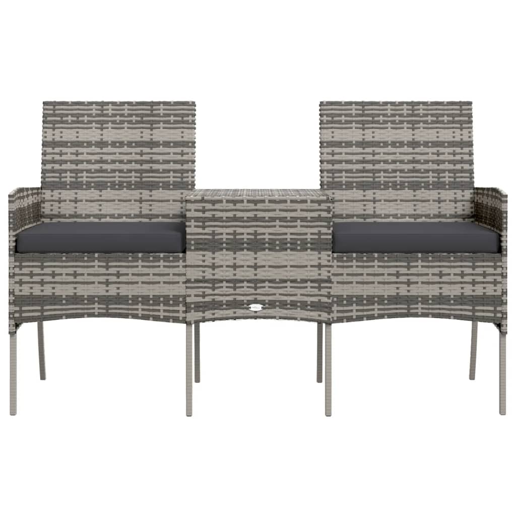 2-местен градински диван с чаена масичка, полиратан, антрацит 2-местен градински диван с чаена масичка, полиратан, антрацит