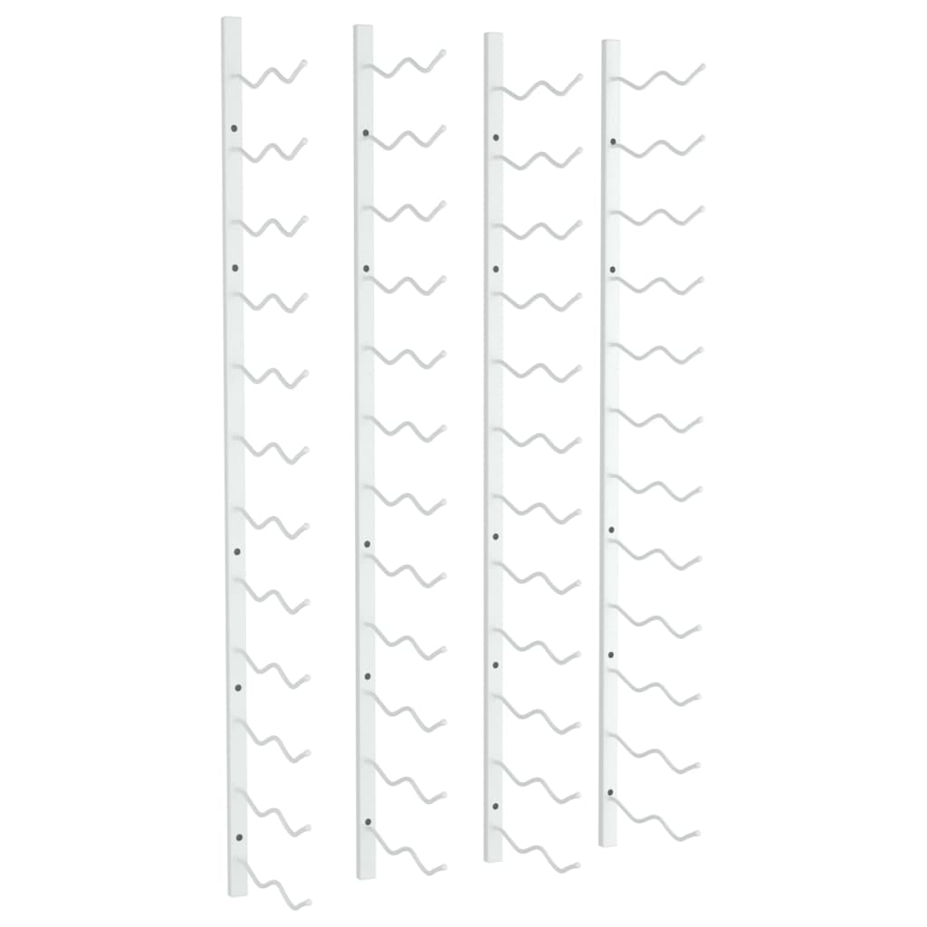 Стойки за вино за 24 бутилки, стенен монтаж, 2 бр, бели, желязо Стойки за вино за 24 бутилки, стенен монтаж, 2 бр, бели, желязо