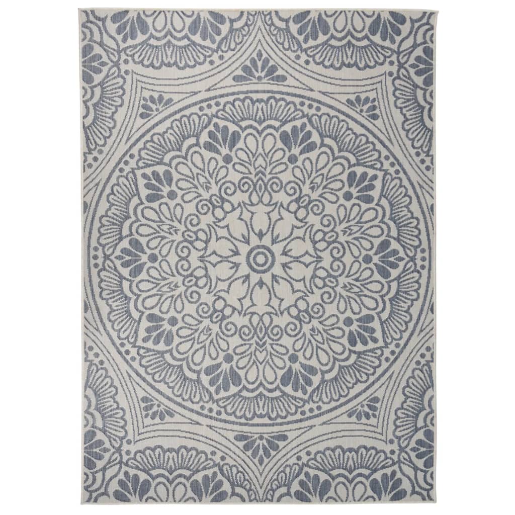 Градински плоскотъкан килим, 200x280 см, синя шарка