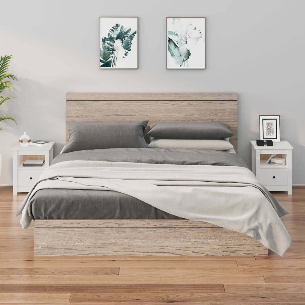 Нощни шкафчета, 2 бр, бели, 40x35x49 см, борово дърво масив