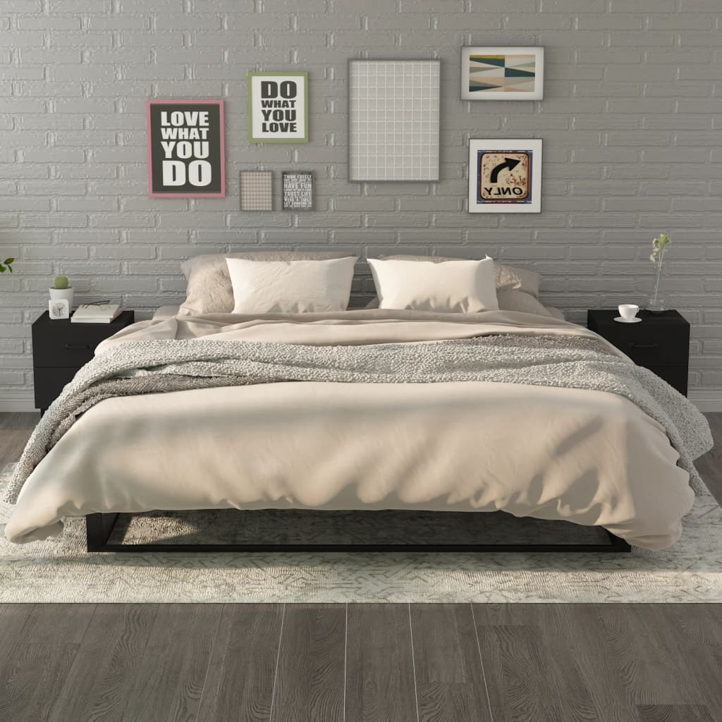 Нощни шкафчета, 2 бр, черни, 40x35x47,5 см