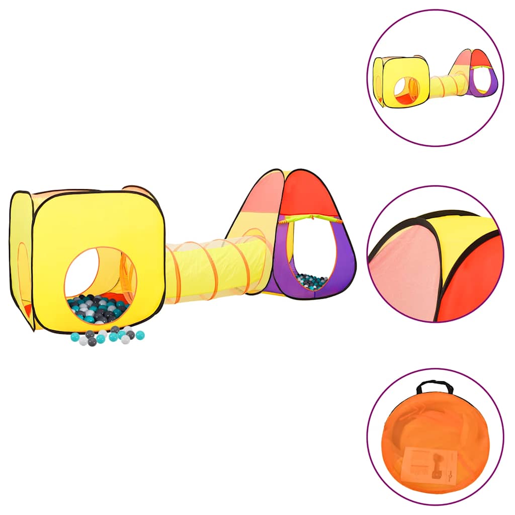 Детска палатка за игра с 250 многоцветни топки 255x80x100 см