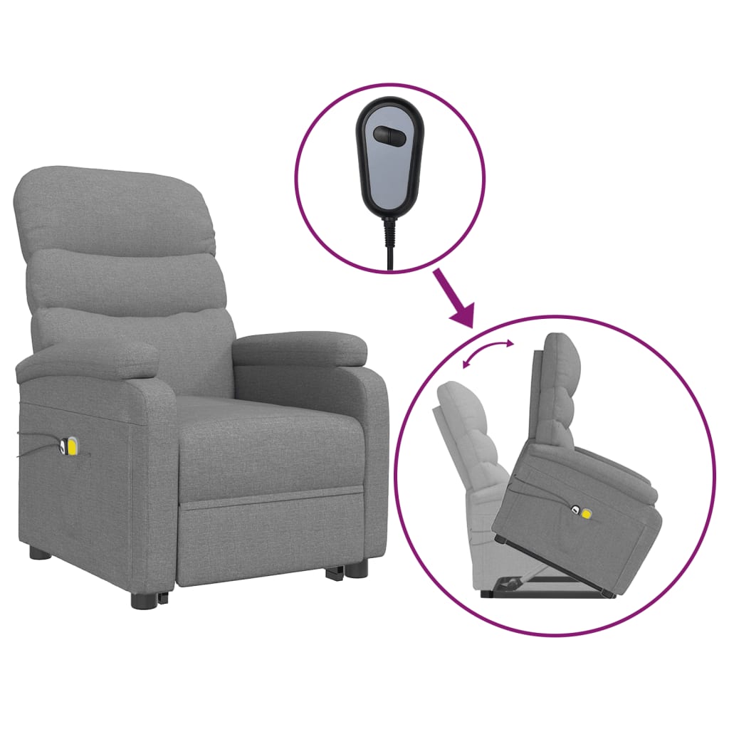 Изправящ масажен стол, светлосив, текстил Изправящ масажен стол, светлосив, текстил