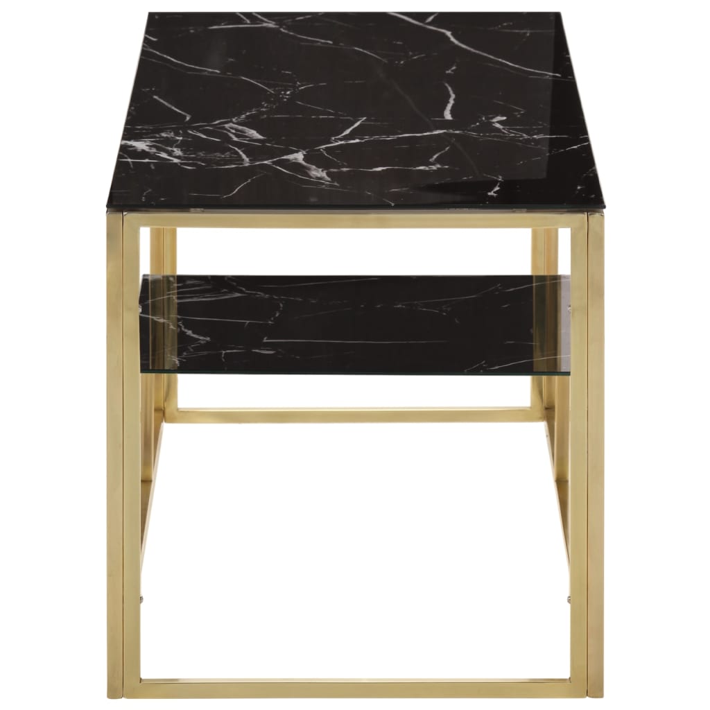 Кафе маса, златиста, неръждаема стомана и закалено стъкло Кафе маса, златиста, неръждаема стомана и закалено стъкло