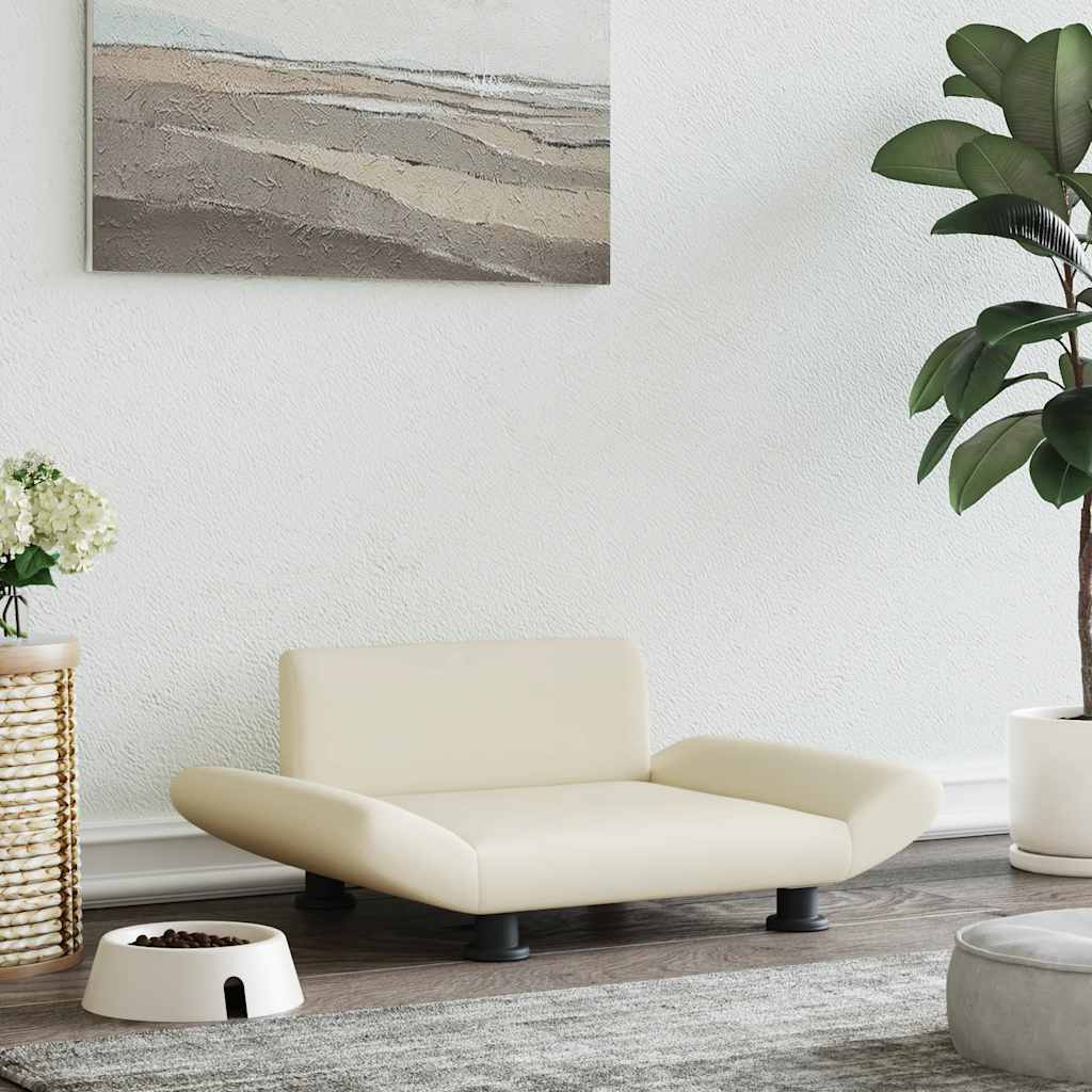 Кучешко легло, кремаво, 70x45x28 см, изкуствена кожа