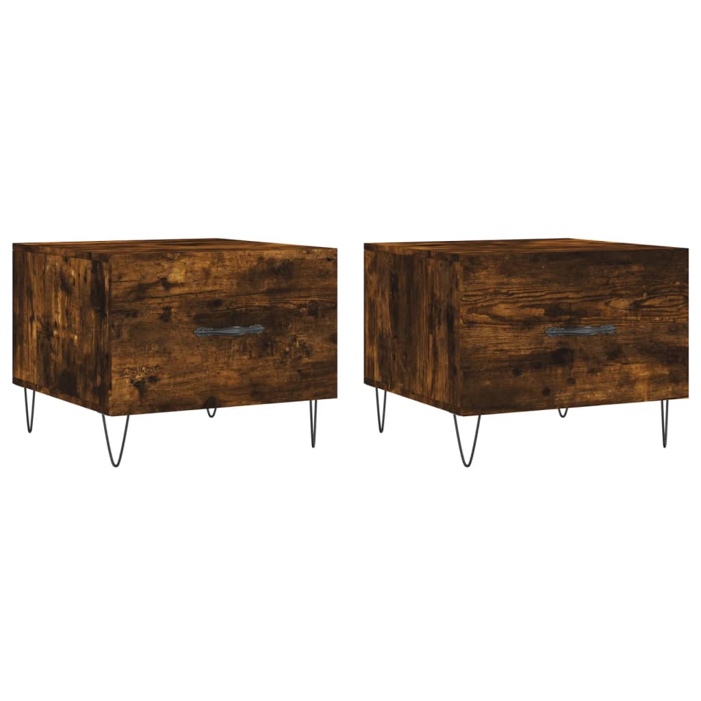 Кафе маси, 2 бр, опушен дъб, 50x50x40 см, инженерно дърво Кафе маси, 2 бр, опушен дъб, 50x50x40 см, инженерно дърво