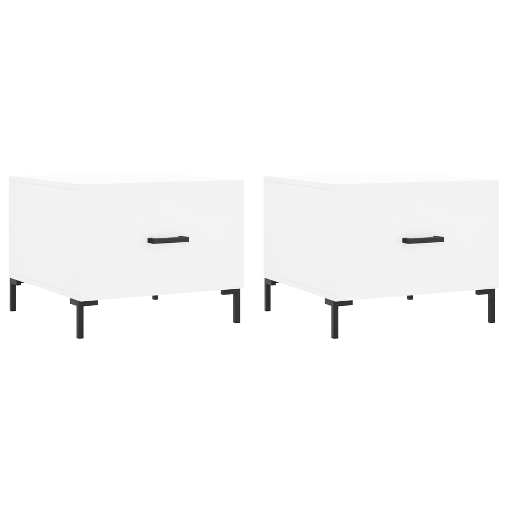 Кафе маси, 2 бр, бели, 50x50x40 см, инженерно дърво Кафе маси, 2 бр, бели, 50x50x40 см, инженерно дърво