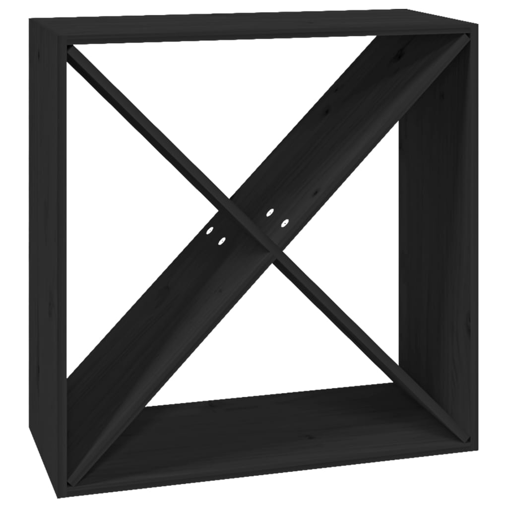 Шкаф за вино, черен, 62x25x62 см, борово дърво масив Шкаф за вино, черен, 62x25x62 см, борово дърво масив