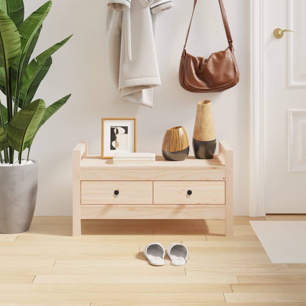 Пейка за антре, 80x40x43 см, борово дърво масив