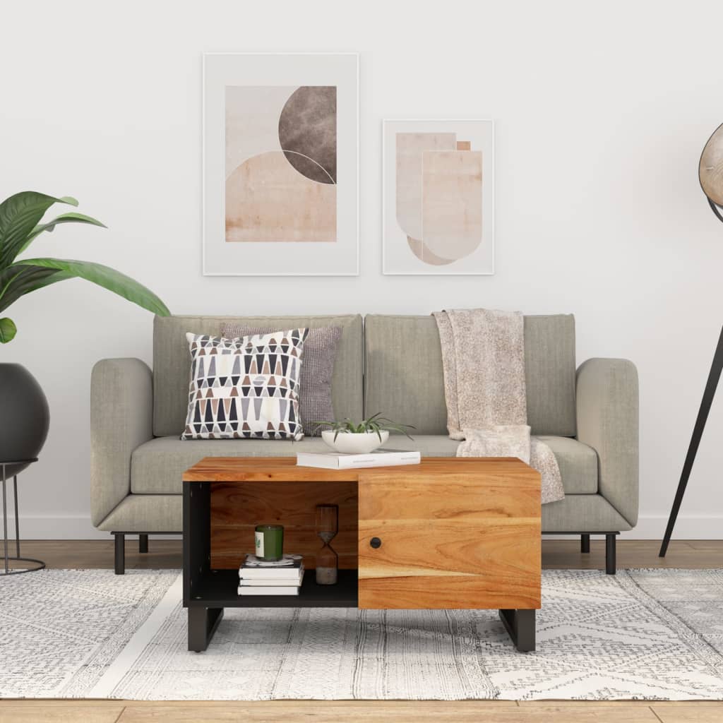 Маса за кафе, 80x50x40 см, акация масив и инженерно дърво