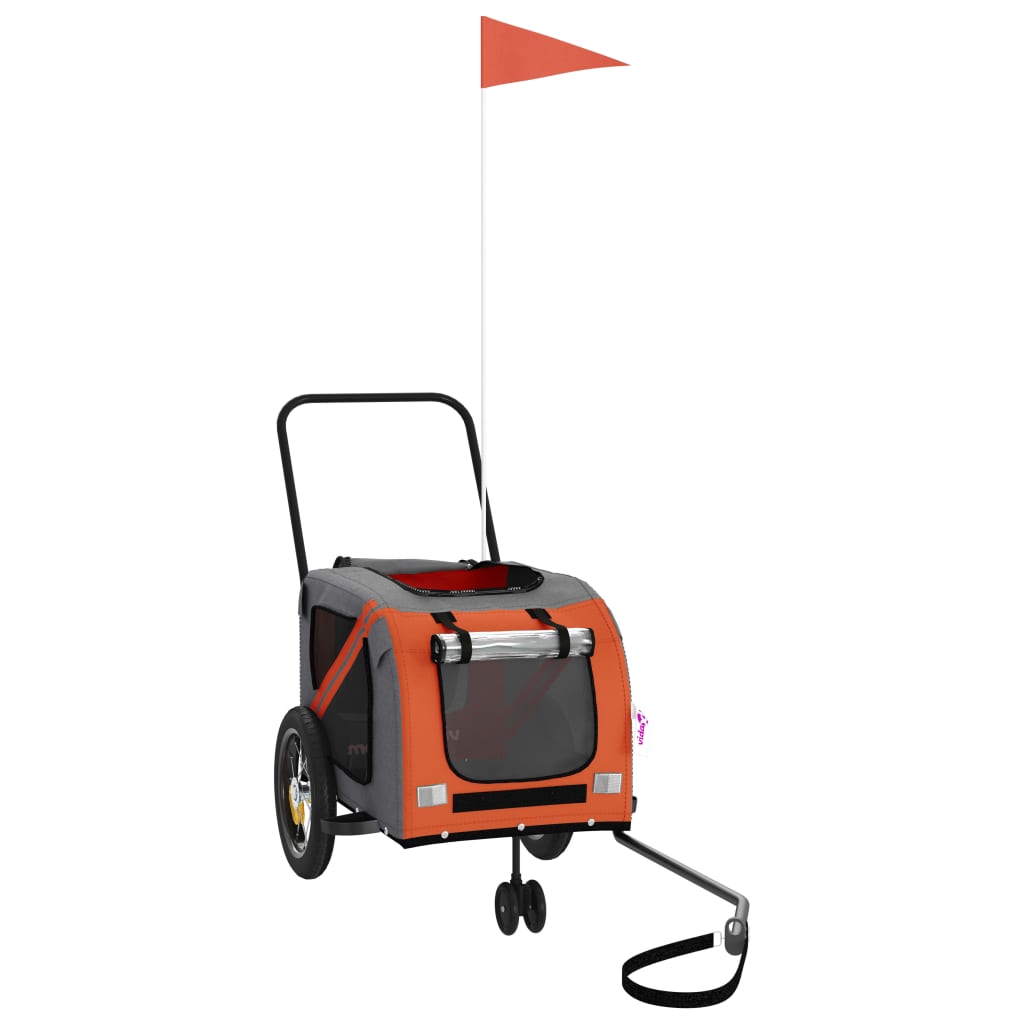 Ремарке за колело за любимци оранжев черен Оксфорд плат желязо Ремарке за колело за любимци оранжев черен Оксфорд плат желязо