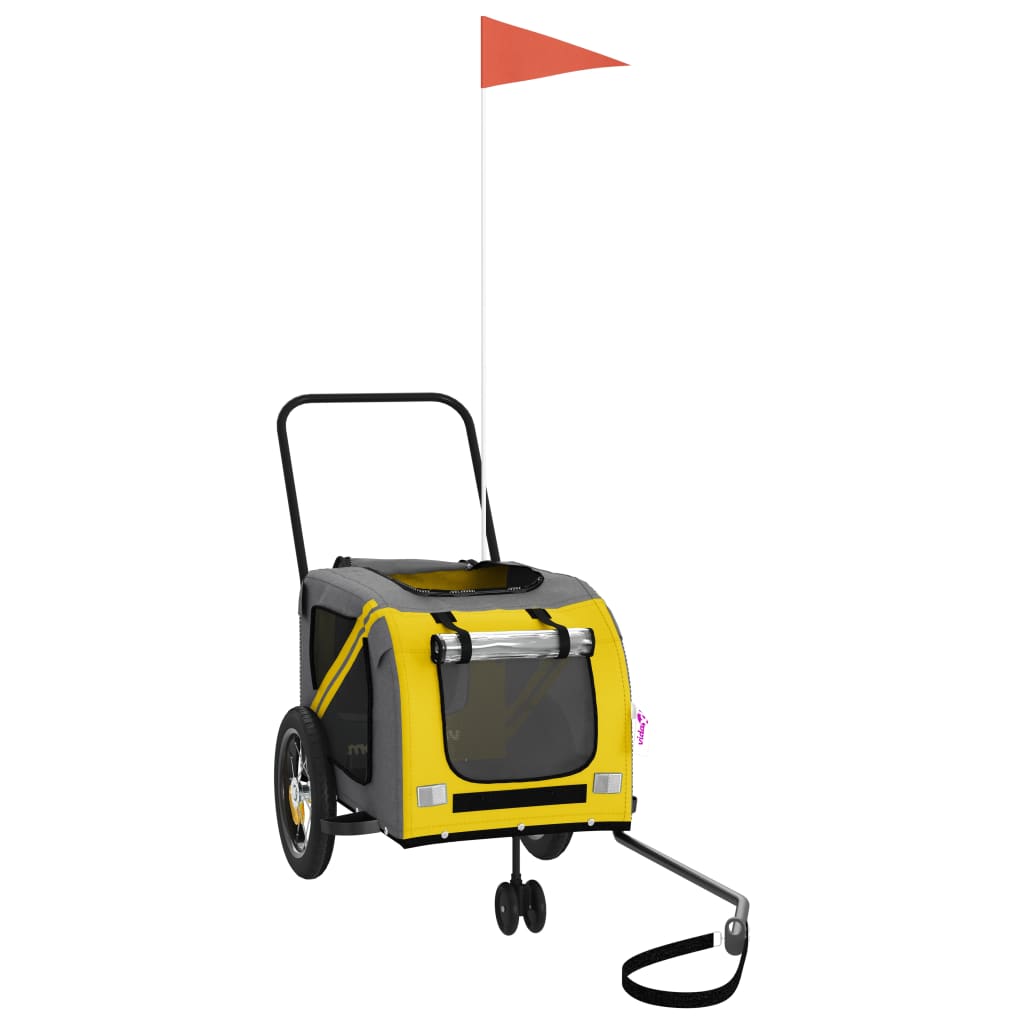 Ремарке за колело за любимци жълт и черен Оксфорд плат и желязо Ремарке за колело за любимци жълт и черен Оксфорд плат и желязо