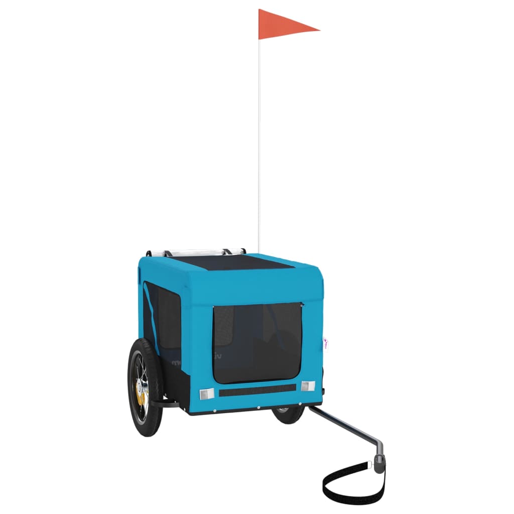 Ремарке за колело за любимци синьо черно Оксфорд плат и желязо Ремарке за колело за любимци синьо черно Оксфорд плат и желязо