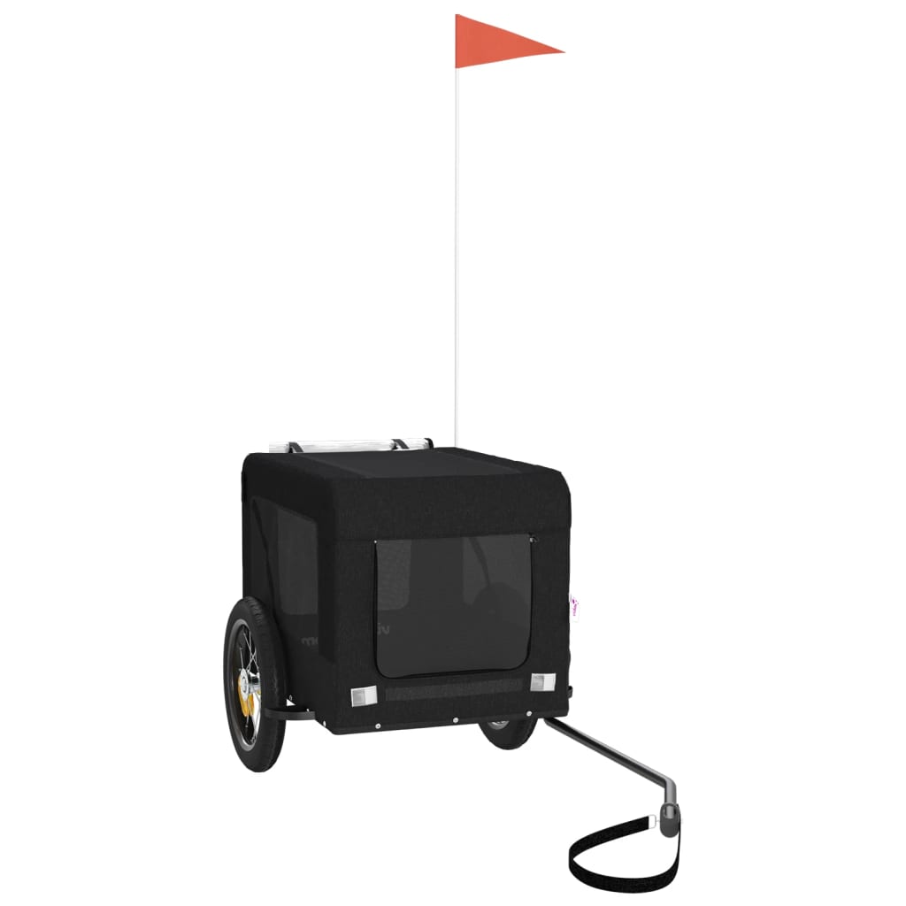 Ремарке за колело за любимци черно Оксфорд плат и желязо Ремарке за колело за любимци черно Оксфорд плат и желязо