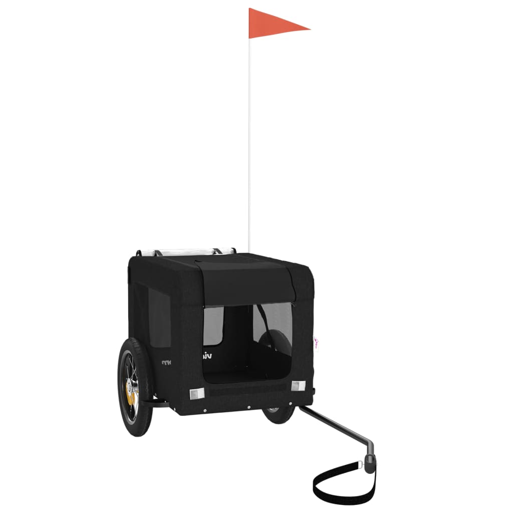 Ремарке за колело за любимци черно Оксфорд плат и желязо Ремарке за колело за любимци черно Оксфорд плат и желязо