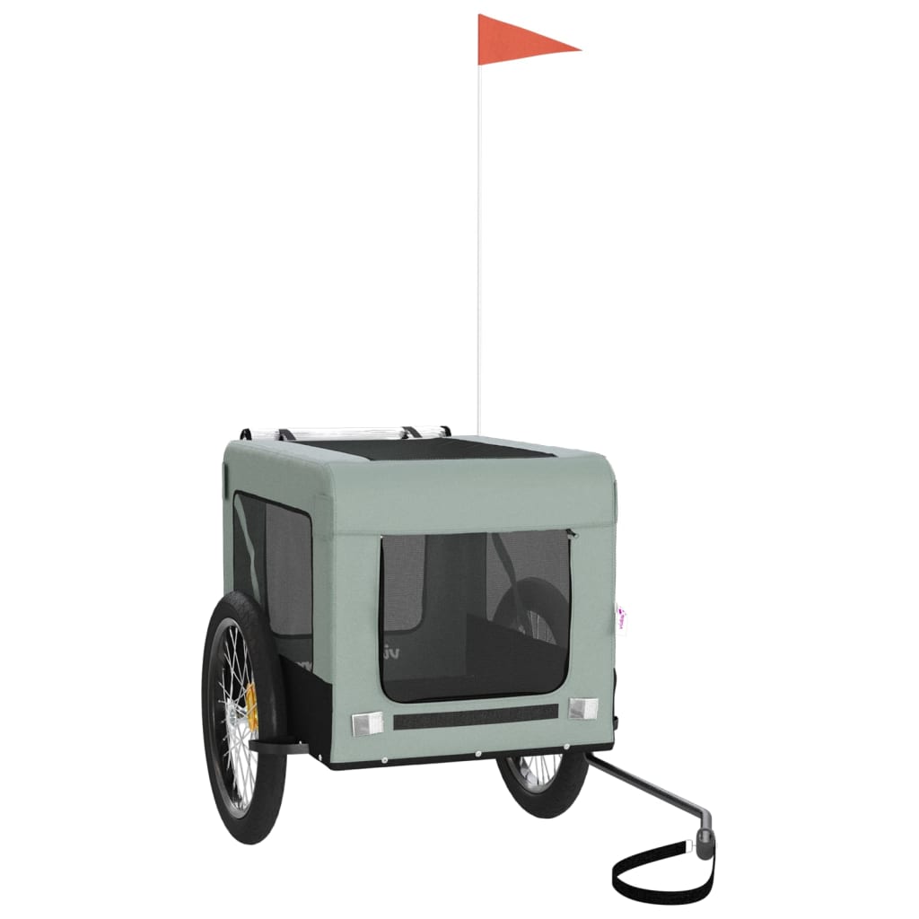 Ремарке за колело за любимци сив и черен Оксфорд плат и желязо Ремарке за колело за любимци сив и черен Оксфорд плат и желязо