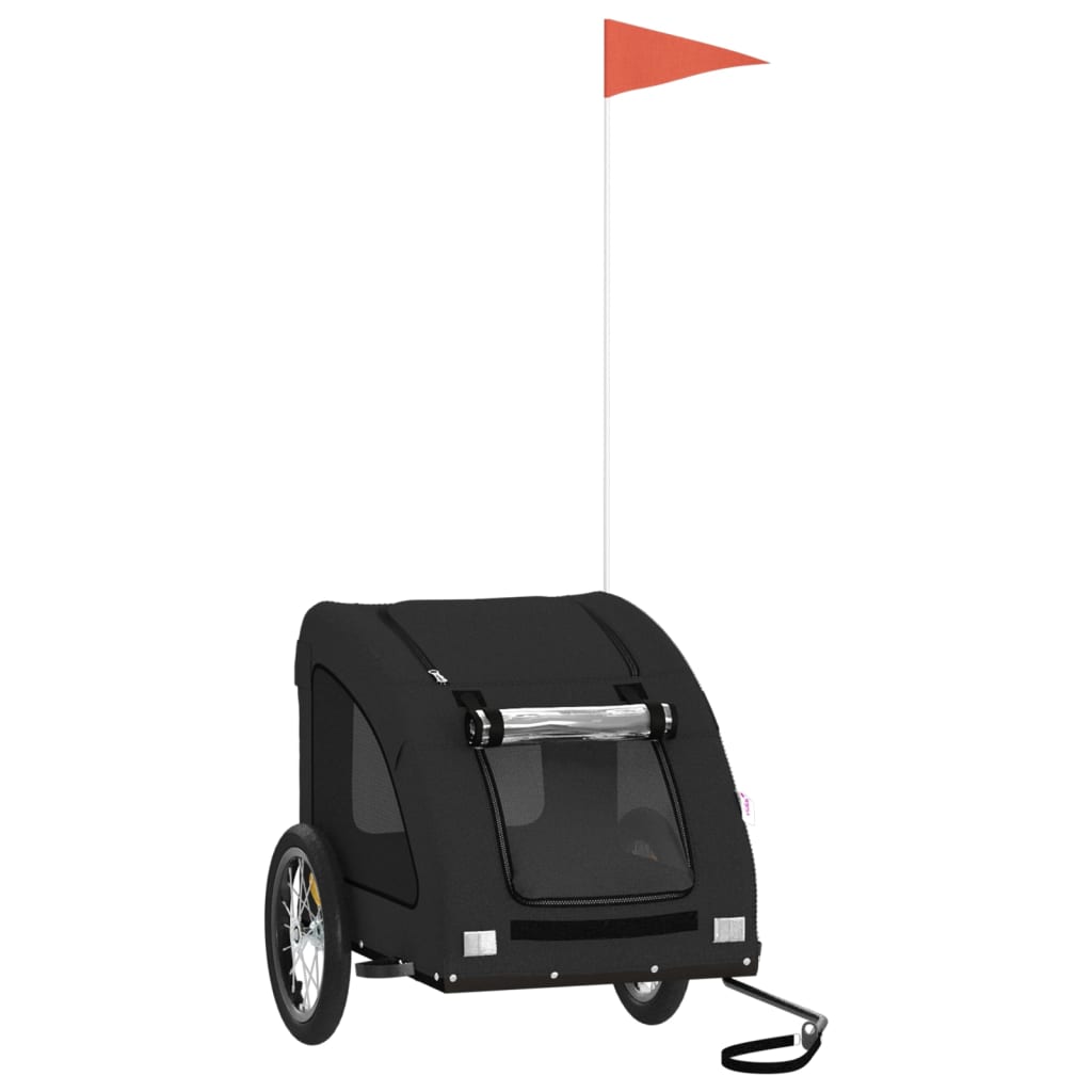 Ремарке за колело за любимци черно Оксфорд плат и желязо Ремарке за колело за любимци черно Оксфорд плат и желязо