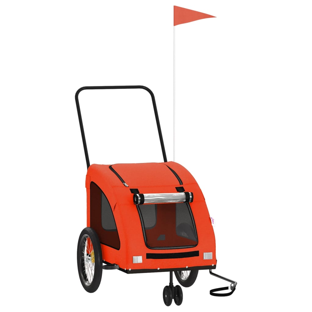 Ремарке за колело за любимци оранжев и сив Оксфорд плат желязо Ремарке за колело за любимци оранжев и сив Оксфорд плат желязо