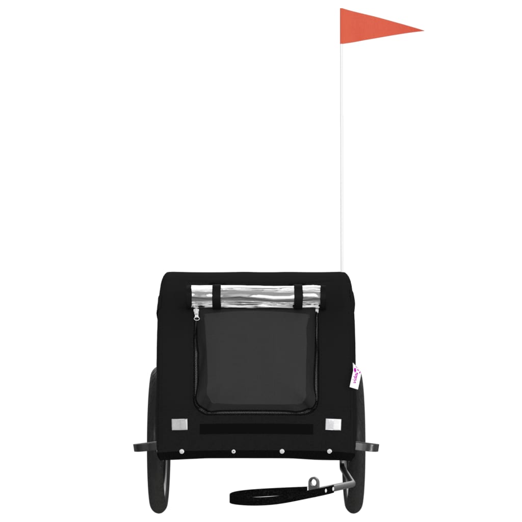 Ремарке за колело за любимци черно Оксфорд плат и желязо Ремарке за колело за любимци черно Оксфорд плат и желязо