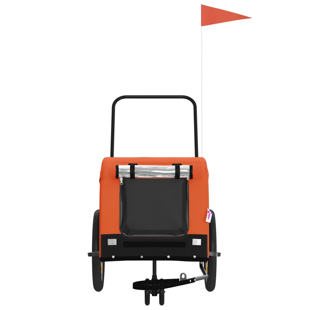 Ремарке за колело за любимци оранжев черен Оксфорд плат желязо Ремарке за колело за любимци оранжев черен Оксфорд плат желязо