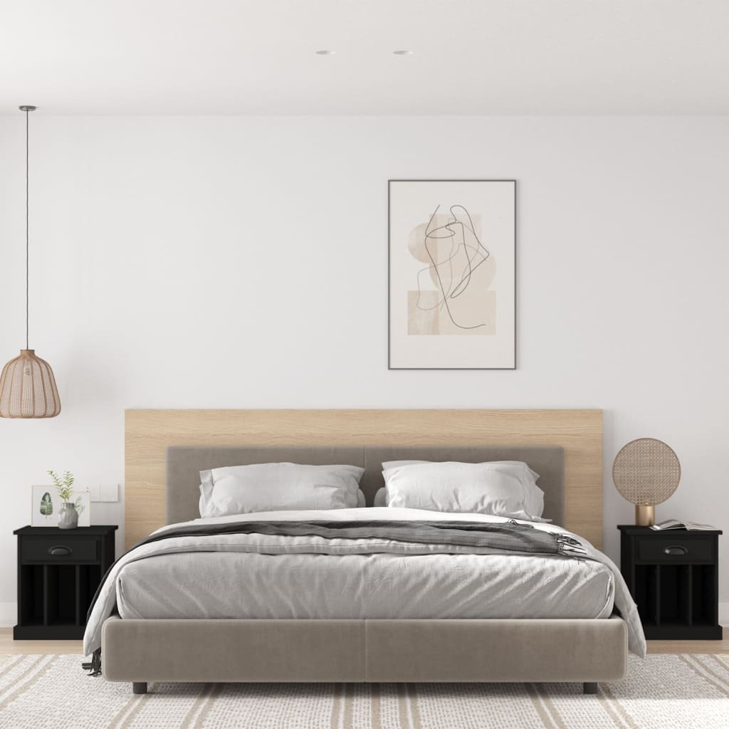 Нощни шкафчета, 2 бр, черен, 43x36x50 см