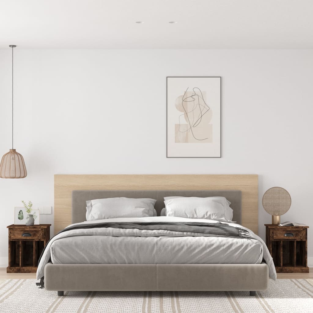 Нощни шкафчета 2 бр опушен дъб 43x36x50 см