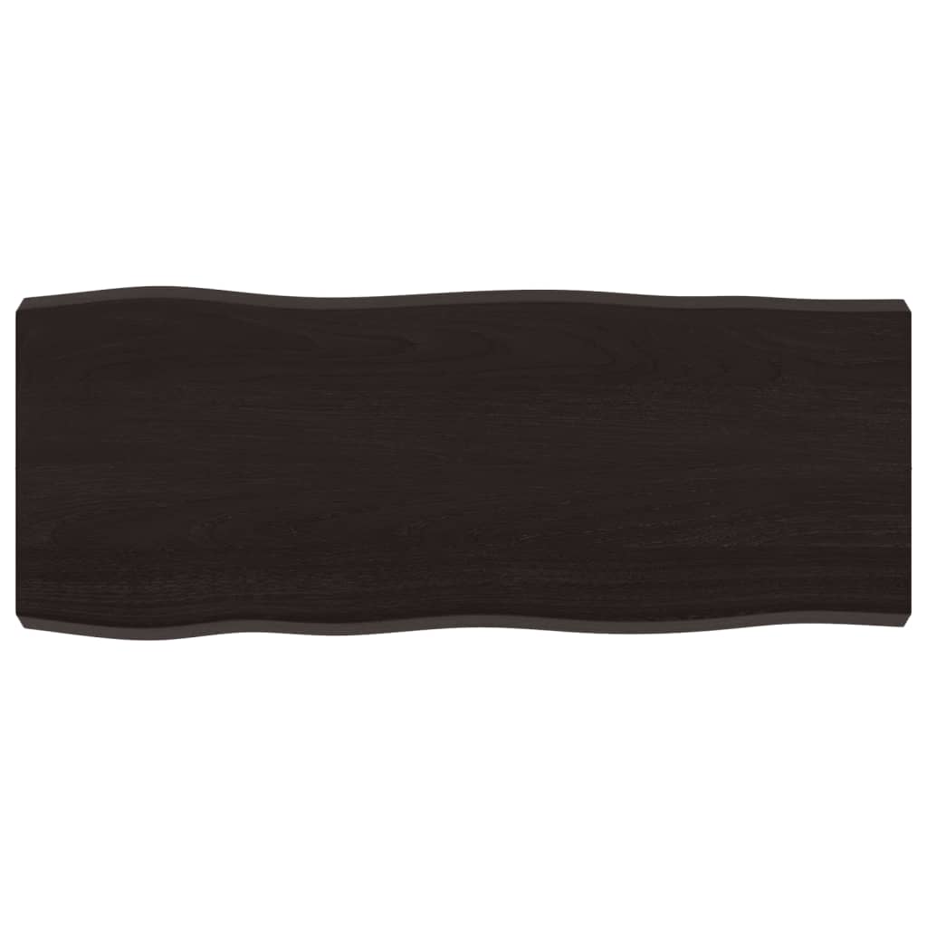 Плот за маса тъмнокафяв 100x40x(2-6) см обработен масивен дъб Плот за маса тъмнокафяв 100x40x(2-6) см обработен масивен дъб