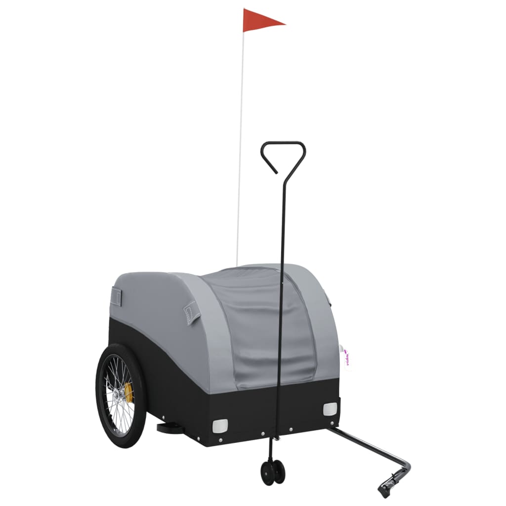 Ремарке за велосипед, черно и сиво, 45 кг, желязо Ремарке за велосипед, черно и сиво, 45 кг, желязо