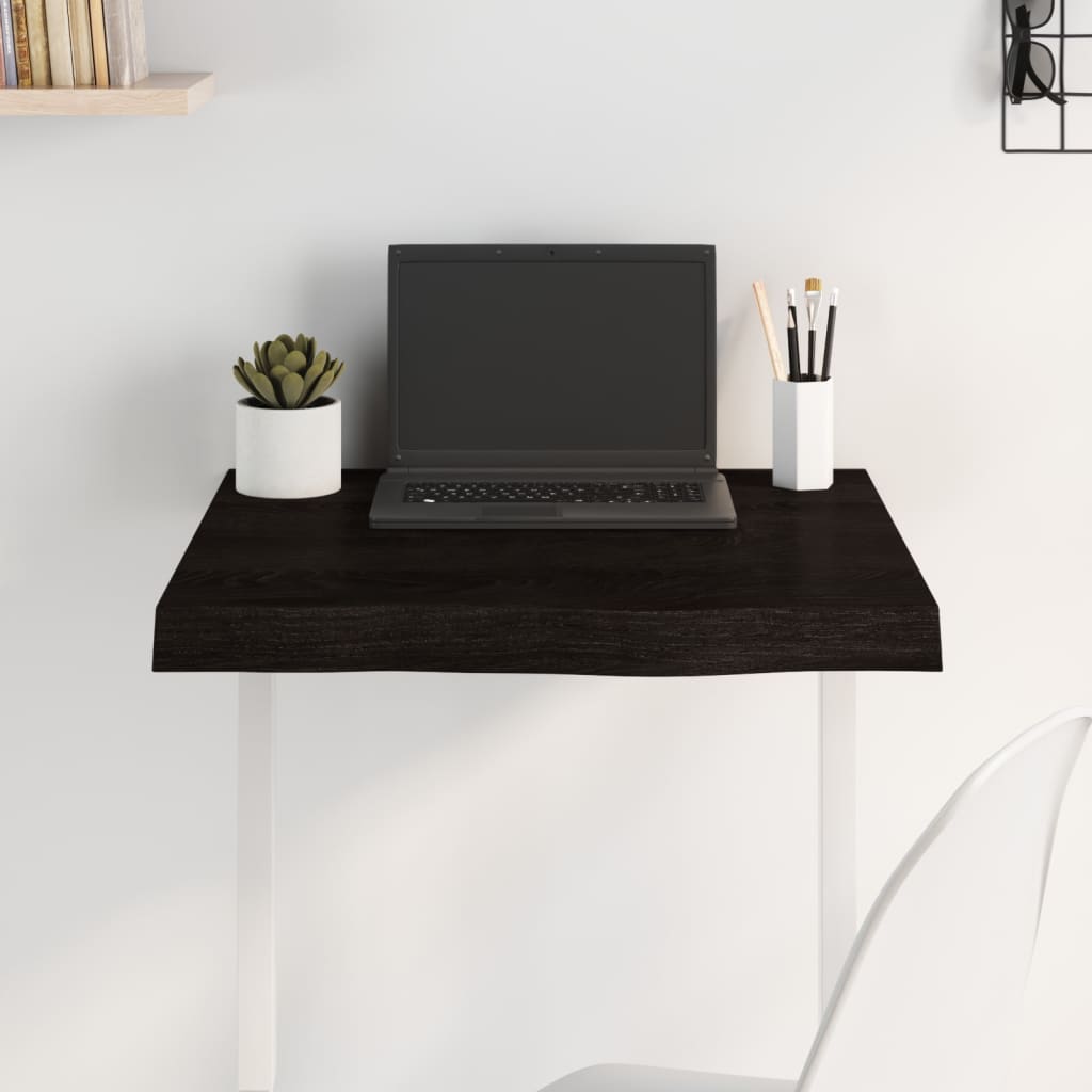 Плот за маса тъмнокафяв 60x60x(2-6) см обработен масивен дъб