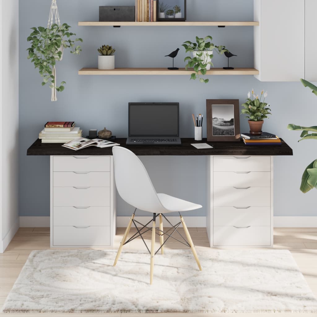 Плот за маса тъмнокафяв 180x40x(2-4) см обработен масивен дъб