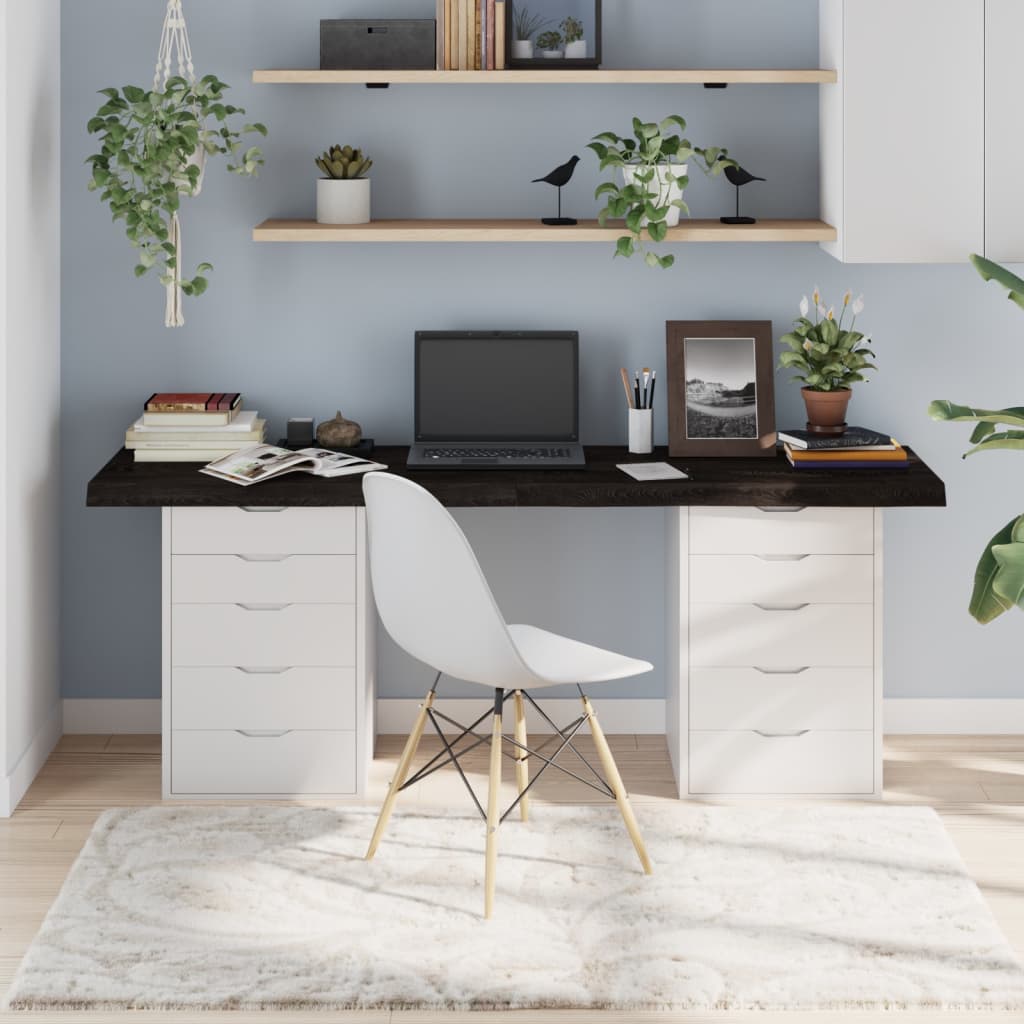 Плот за маса тъмнокафяв 180x50x(2-6) см обработен масивен дъб