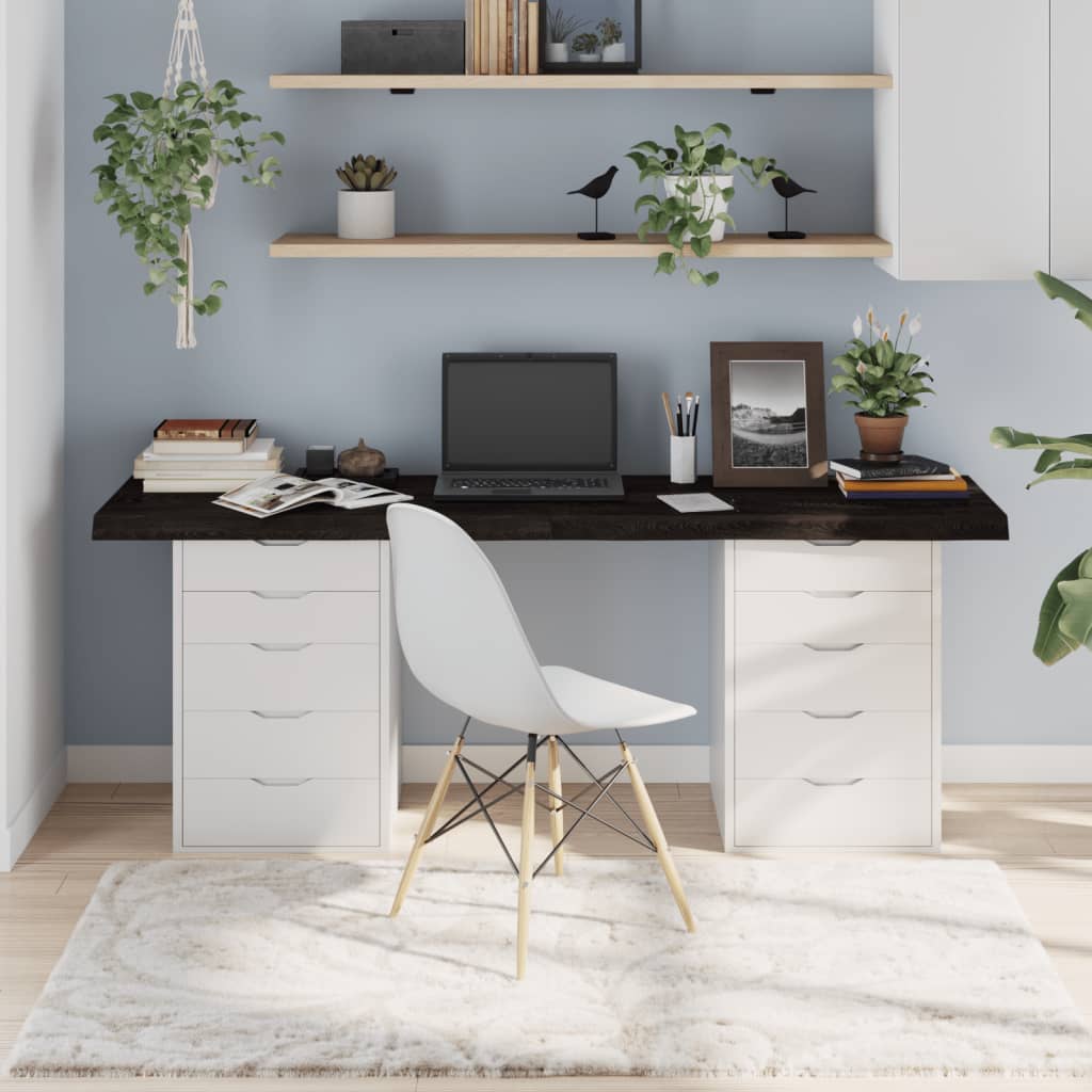 Плот за маса тъмнокафяв 180x60x(2-6) см обработен масивен дъб