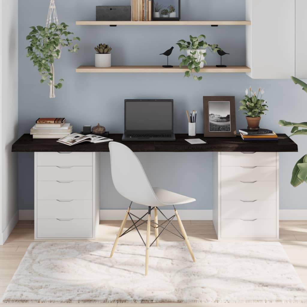 Плот за маса тъмнокафяв 200x40x(2-6) см обработен масивен дъб