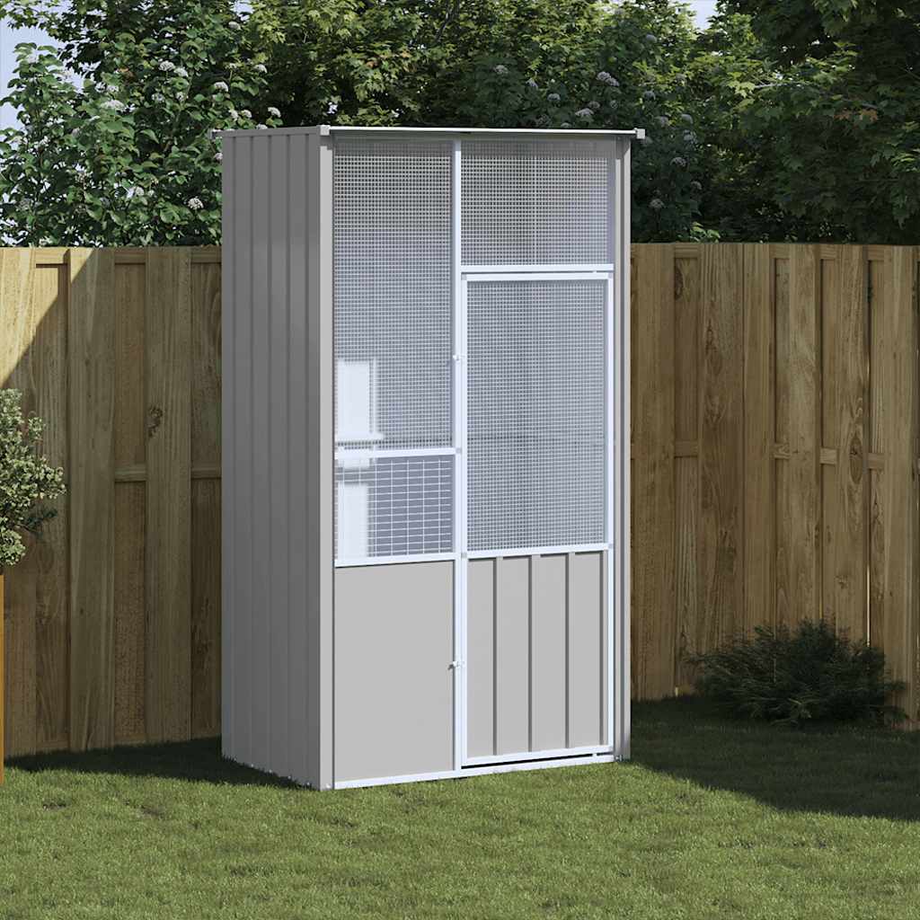 Клетка за птици, сива, 115x78x200 см, поцинкована стомана